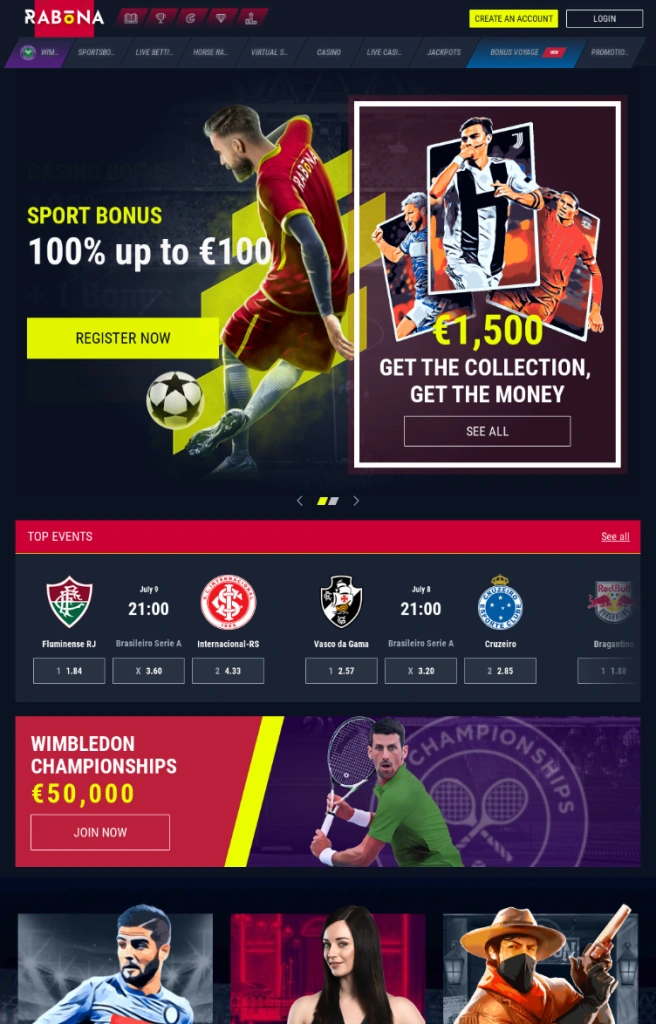 Rabona Casino Website Screenshot